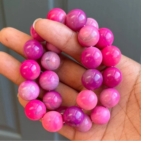 Pink Agate Crystal Bracelet 16mm - Picture 7 of 11